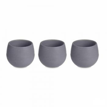 Set de Macetas Antracita de Plástico (4 Unidades) 16,5 x 16,5 x 14,5 cm - Fácil Cuidado del Hogar