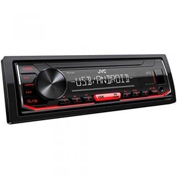 JVC Receptor Multimedia Digital KD-X162. Radio para Coche, Chasis Reducido para Menor Peso e Instalación Rápida. Conexión USB Frontal, Pantalla LCD VA con Iluminación en Blanco y Teclas Rojas