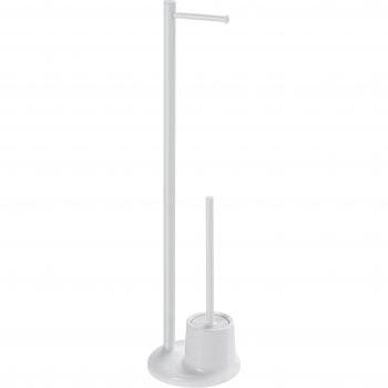 Gedy MM320200000 Columna de Pie con Postarollo y Escobillero, Blanco, 20x20x78 cm