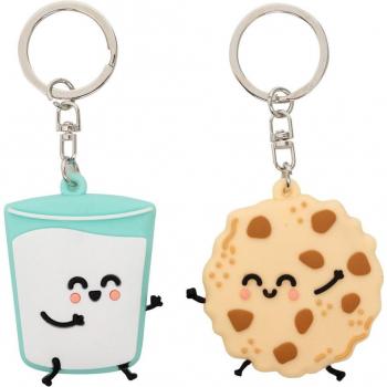 Set de 2 llaveros - Vaso de leche y galleta