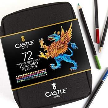 Castle Art Supplies Estuche con Cremallera 72 Lápices Colores | Minas Blandas de Colores para Artistas Experimentados, Profesionales e Ilustradores | Organizados en Estuche Portátil con Cremallera