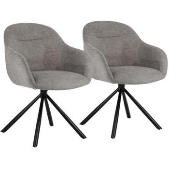 Happy Garden - Lote de 2 sillas SAFFI de tela gris, acolchado de espuma, patas de acero negro para comedor o despacho