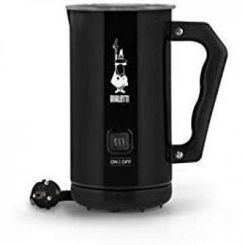Bialetti 4433 Milk Frother Eléctrico, Batidor, Capacidad 150 ml Capuchino o 300 ml Leche Caliente, Negro, Aluminum