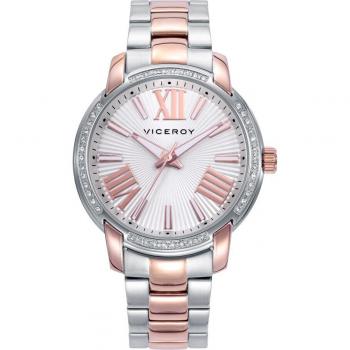 Viceroy Chic Multifunción 401266-83 Reloj para Mujer de Cuarzo, Acero Bicolor Rosé con Circonitas y Brazalete, Tamaño de Caja 37 mm