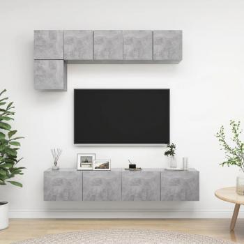 Juego de muebles para TV de 5 piezas en aglomerado gris hormigón con múltiples capas