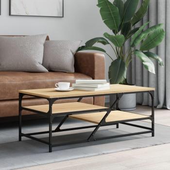 Mesa de centro de madera multicapa roble Sonoma 100x49x40 cm marrón