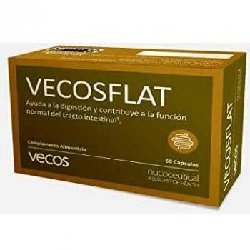 VECOSFLAT 60 Cápsulas Carbón Activo 400 mg + extractos Elimina gases y sencación de hinchazon. Mejora problemas gastricos e intestinales. Con hinojo alcaravea anis verde comino e hierbaluisa