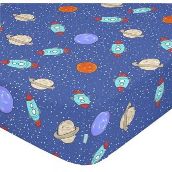 Bajera Infantil Space Rocket 90x200 cm, 100% Algodón, Calidad 150 TC, Fabricada en España