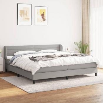 Cama box spring de muelles con colchón gris claro 200x200 cm tela