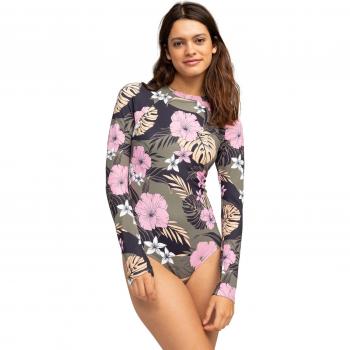Bañador de manga larga de mujer ROXY Pro The Overhead negro verde rosa M