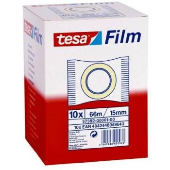 Tesa - Cinta adhesiva transparente 66 mts. x 15 mm., 10 unidades