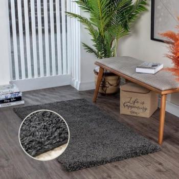 Surya Uni Chic Shaggy Area Rug, Soft Long Pile, Rectangular, Dark Gray 100x200 cm
