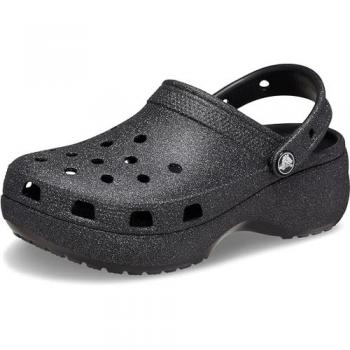 Crocs Classic Platform Glitter Zueco Mujer Negro (38-39)