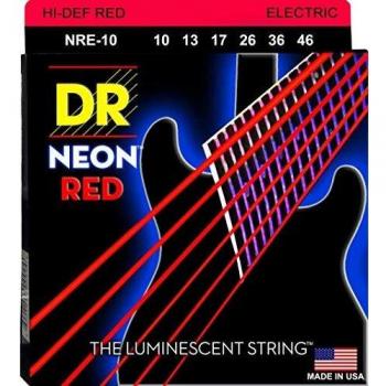 DR String NRE-10 - Juego Cuerdas Guitarra Eléctrica, Rojo Neón