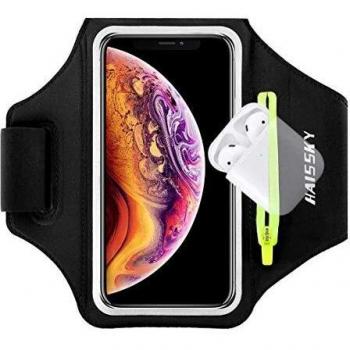 Brazalete Deportivo,Brazalete Correr Móvil para iPhone 12/11/11 Pro/XR/XS max/8/7 Plus/6s, Samsung Galaxy A50s/A30s/ S10/S10/S9/S9/ S8/S7 hasta 6.5, Touch ID, Brazalete teléfono con Airpods Holder
