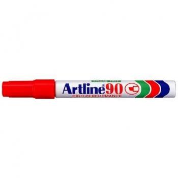Rotulador artline marcador permanente ek-90 rojo -punta biselada 5 mm -papel metal y cristal