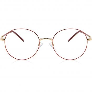 Round Montura Completa Metálico Rojas Gafas Recetadas para Hombre - Gafas Anti-Azules - SmartBuy Collection