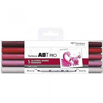 Estuche 5 Rotuladores ABT PRO Base Alcohol Tombow Colores Rosas