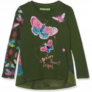 Desigual Ts_whitehorse, Camisa Manga Larga para Niñas, Verde
