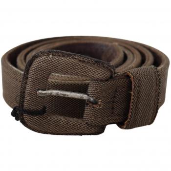 Costume National Brown Leather Logo Buckle Waist Belt - 100 cm / 40 Inches