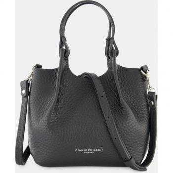 Bolso Hobo de piel bovina negra con asa bandolera Gianni Chiarini