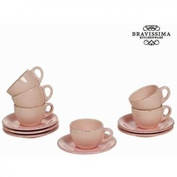 Juego de 6 tazas de loza rosa - Colección Kitchen's Deco by Bravissima Kitchen