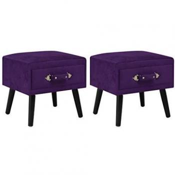 vidaXL 2X Mesitas de Noche Mobiliario Casa Hogar Habitación Dormir Muebles para Interiores Funcional Resistente 40x35x40cm Terciopelo Morado Oscuro