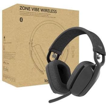 Auriculares Inalámbricos Logitech Zone Vibe MS con Cancelación de Ruido, Micrófono y Certificación para Microsoft Teams - Grafito