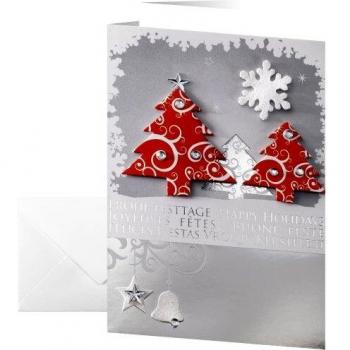 Sigel Three Trees - Tarjetas de Navidad hechas a mano con sobres, 250 + 100 g, 10 + 10 unidades, A6