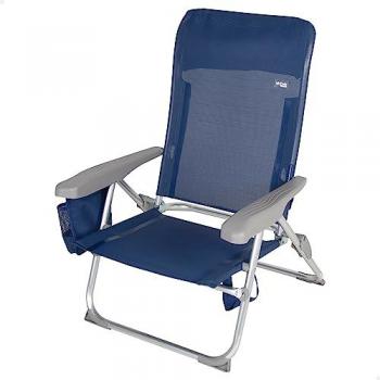 Silla de Playa Plegable Multiposición con Cojín y Bolsa Aktive Azul Marino 47 x 58 x 87 cm
