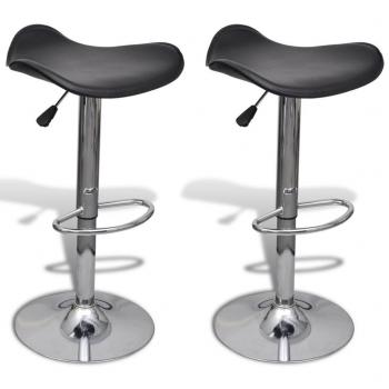 vidaXL Taburete de cocina bar, 2 uds. negras giratorias con bordes curvados