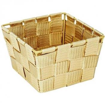 WENKO Cesto para baño Adria Mini cuadrado beige - cesta para el baño, Polipropileno, 14 x 9 x 14 cm, Beige