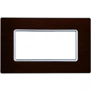 Placa de Aluminio 4 Puestos Color Bronce Serie Solar Compatible con Bticino Matix