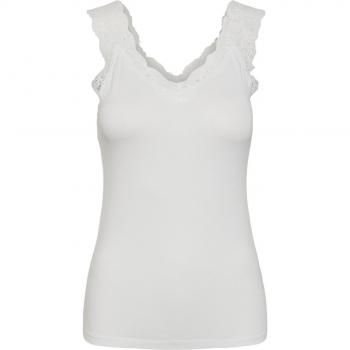 Top de mujer lencero con encaje y tirantes anchos, modelo 'PCBARBERA', talla XL - Blanco