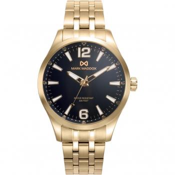 Reloj de hombre Mark Maddox Mission HM0148-53 con caja y brazalete de acero en IP dorado