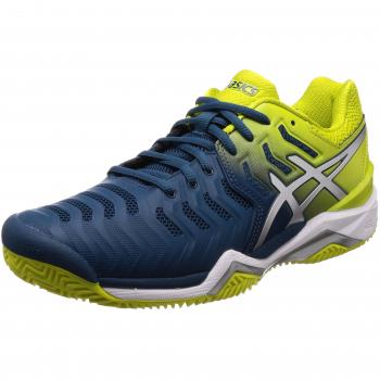 ASICS Men's Gel-Resolution 7 Clay Tennis Shoes Ink Blue/Sulphur Spring/White 4589, 7.5 UK