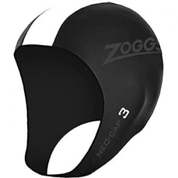Gorro de natación Zoggs Neo Cap 3 unisex de neopreno negro y blanco tamaño S-M