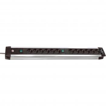 Brennenstuhl Premium-Alu-Line Technik Regleta 12 tomas negra con interruptor, 1391000012
