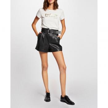 Short recto talle alto con cinturón para mujer