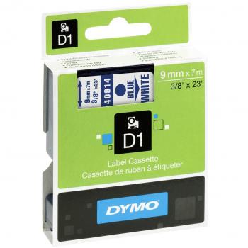 Dymo D1 Estándar Cintas Autoadhesivas para Impresoras LabelManager, Rollo de 9 mm x 7 m, Azul sobre Blanco