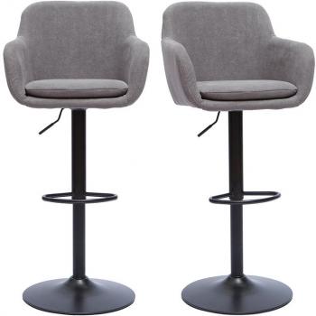 Set de 2 taburetes de cocina ajustables efecto terciopelo gris claro Amika
