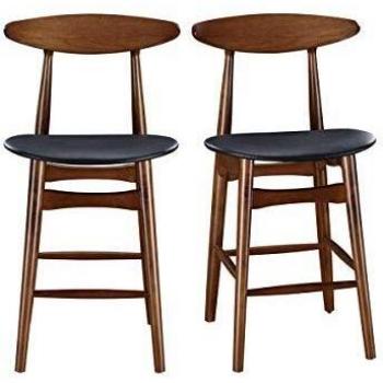 Taburete de bar vintage nogal y PU negro 65cm lote de 2 WALFORD