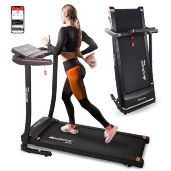 Cinta de Correr Plegable Mobiclinic con Altavoz Bluetooth, Velocidad 12km/h, Sistema de Elevación, Pantalla LCD 139x62x114cm, Silenciosa y Compacta