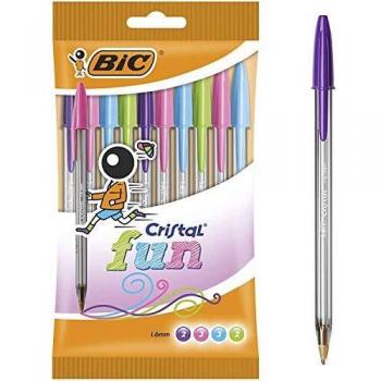 Bic cristal fun boligrafos punta ancha 16 mm z colores surtidos blister de 10 unidades
