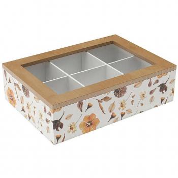Caja para Infusiones Versa Pétalos Madera 17 x 7 x 24 cm