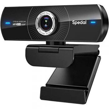 Spedal Webcam 1080p 60fps, cámara web de 100 grados con micrófonos, cámara de streaming de efectos de belleza para OBS XSplit Skype Facebook, cámara de enfoque manual compatible con Mac Windows 7/8/10