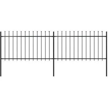Black Steel Garden Fence with Spear Top 3.4x1 m