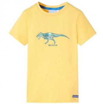 Camiseta Infantil de Manga Corta con Estampado de Mono en Ocre Claro 92