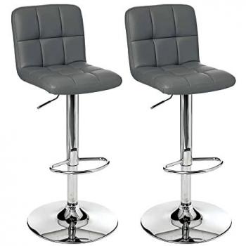 Conjunto de 2 taburetes de bar Delek color gris, dimensiones: l. 44,5 x p. 54 x h. 90 cm, marca WELLHOME