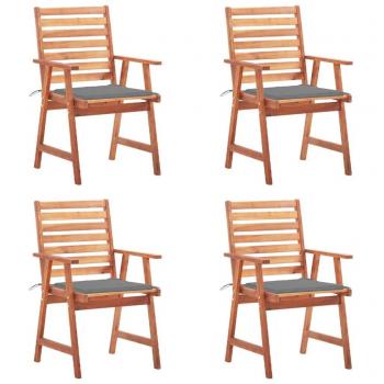 Outdoor Dining Chairs Set of 4 with Cushions Solid Acacia Wood